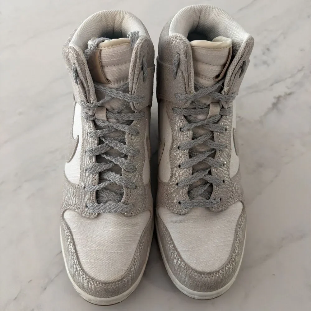 Nike Dunk Sky High Vintage Sail Metallic Silver Women’s Sneaker 8.5 Vtg Tumblr
